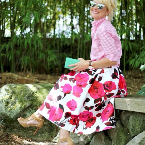 SAN JOY hi-lo bow front full floral skirt - Picture 6 of 12